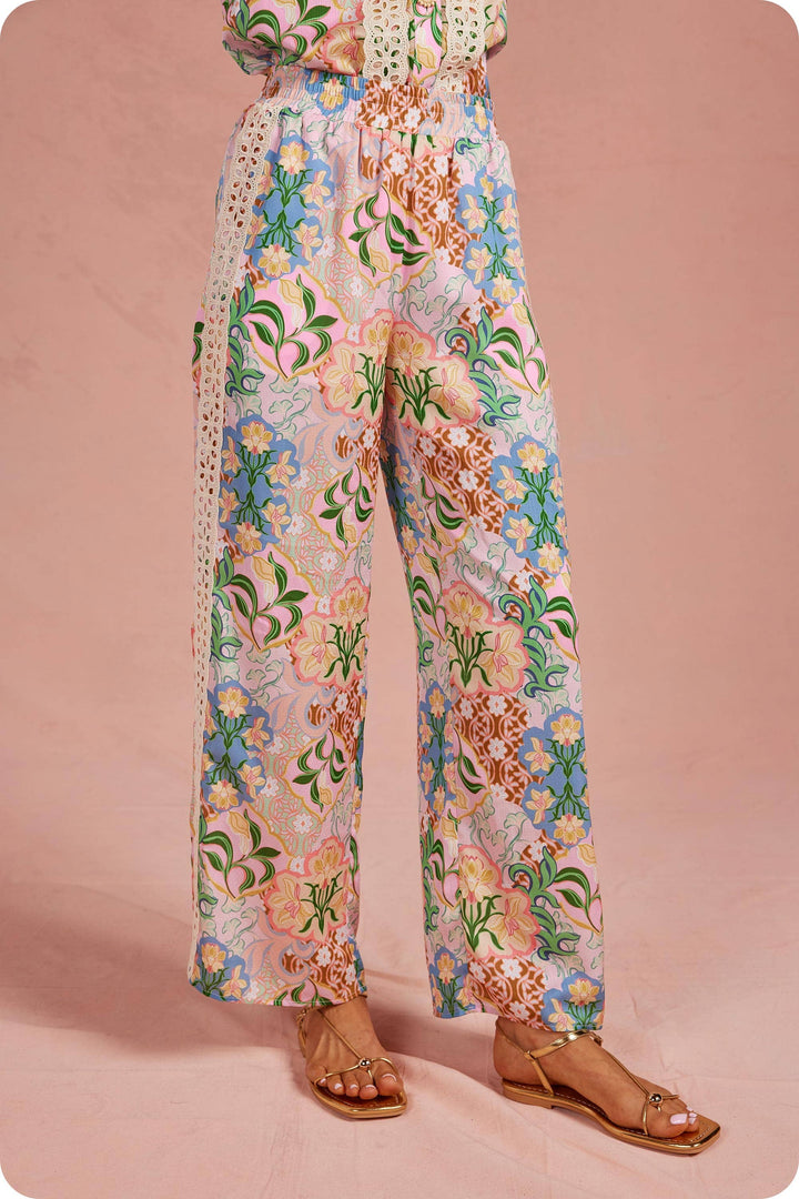Selva Crochet Satin Pants