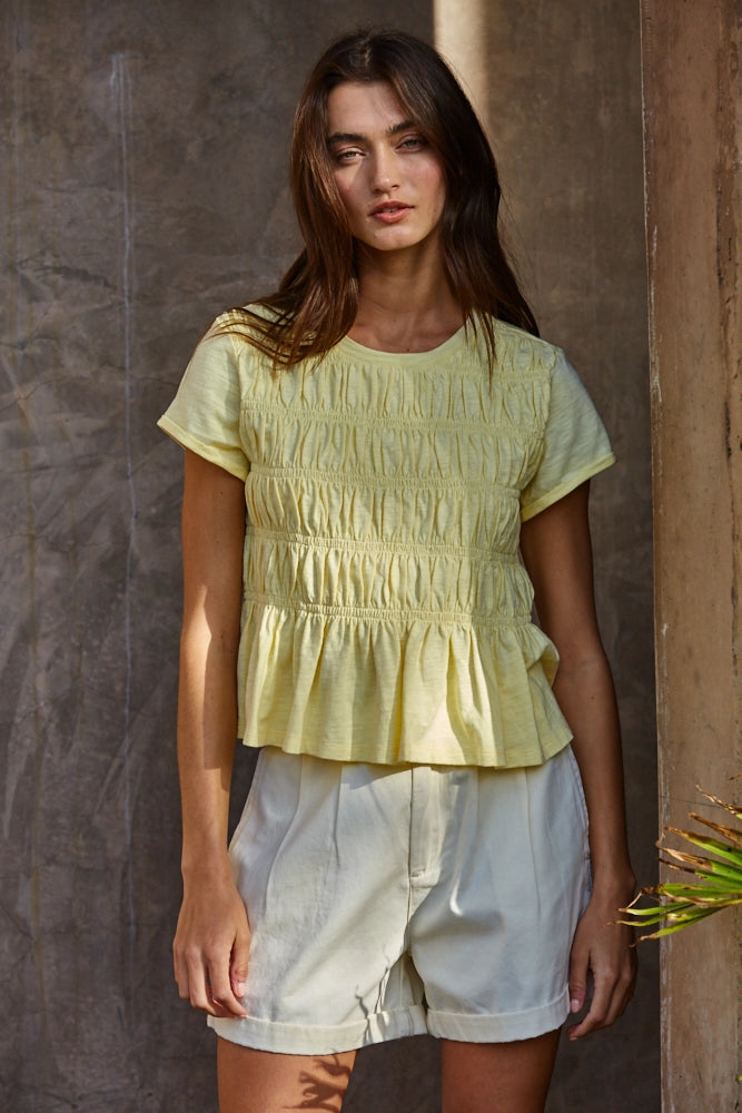 Peony Smocked Cotton Tee