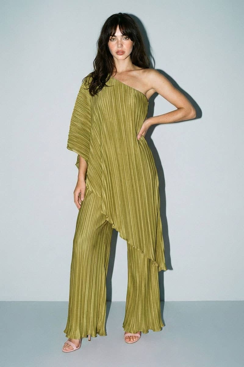 Olivia Pleated One Shoulder Set