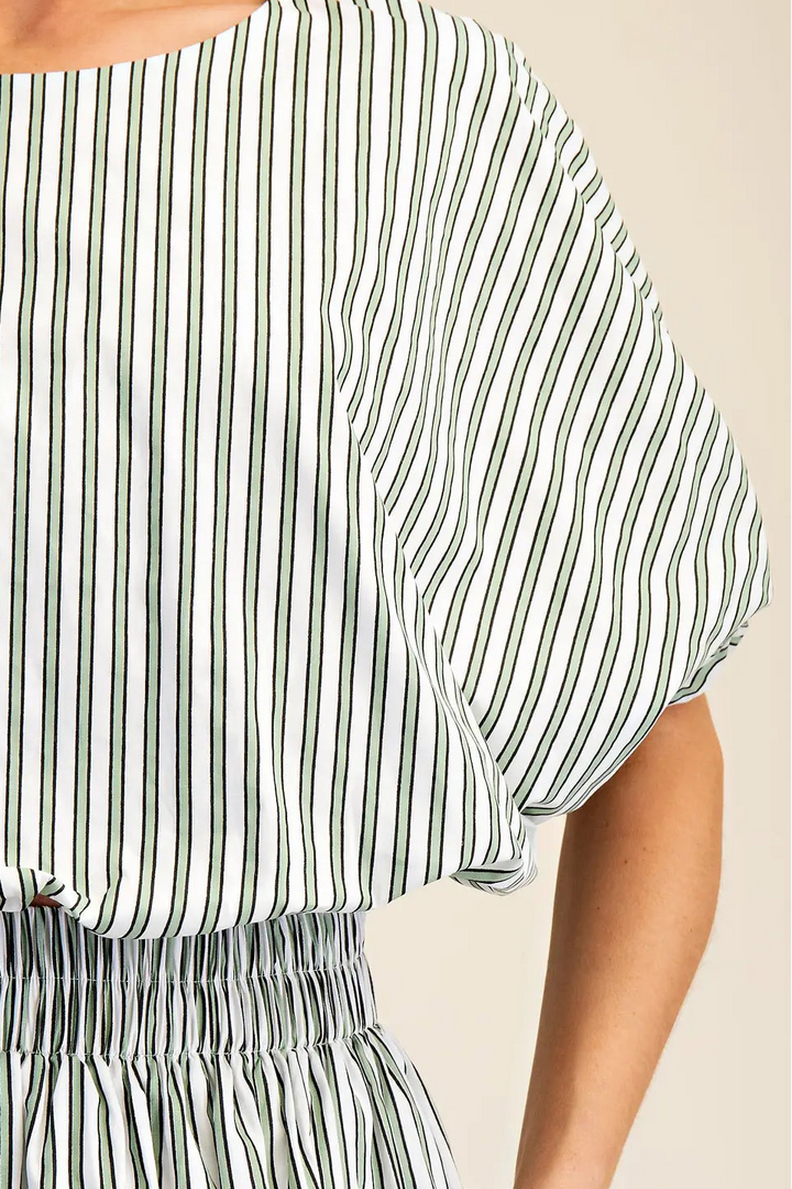 Sage Striped Crop Top