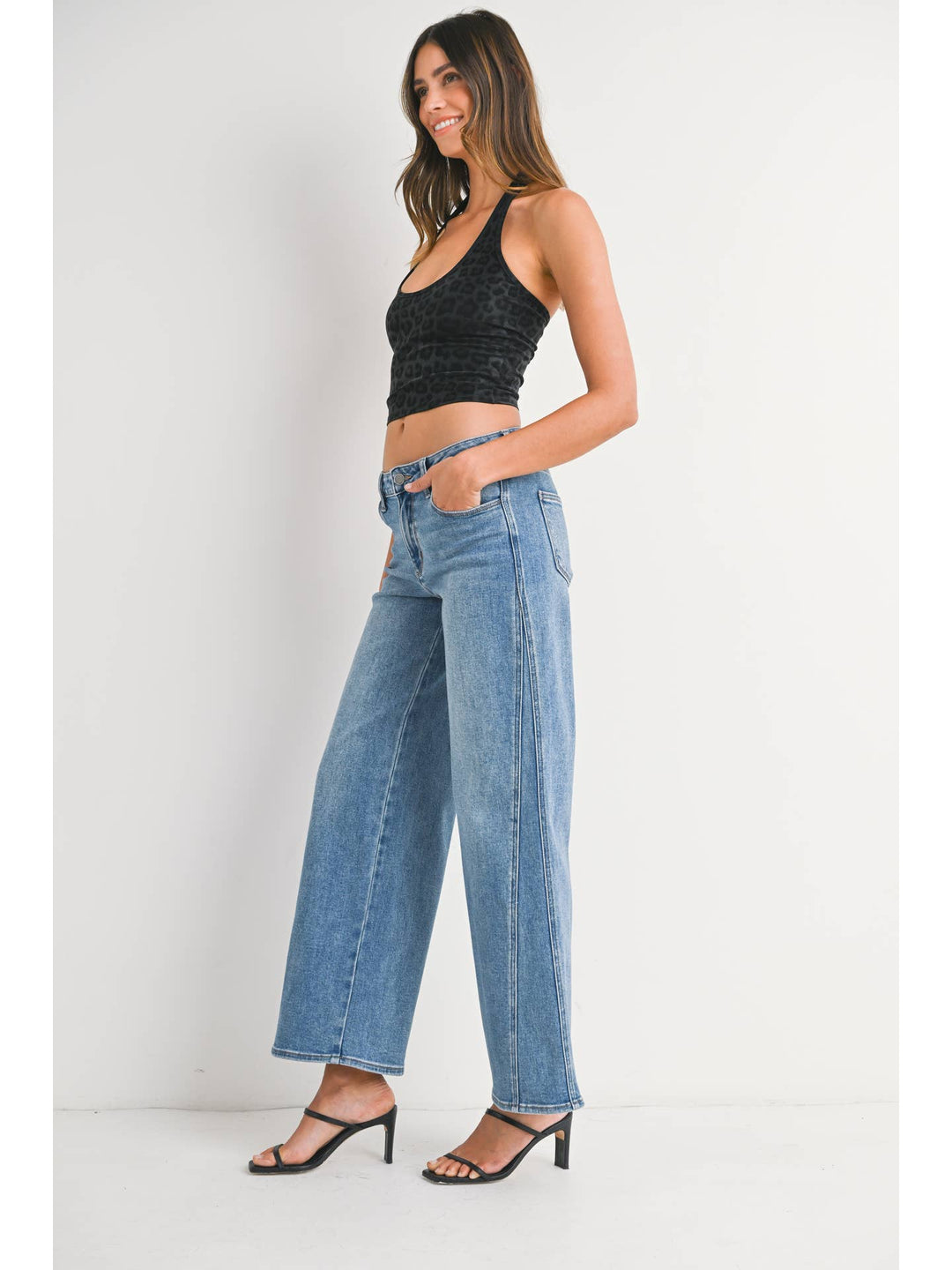 Joan - Seamed Wide leg - Medium Denim
