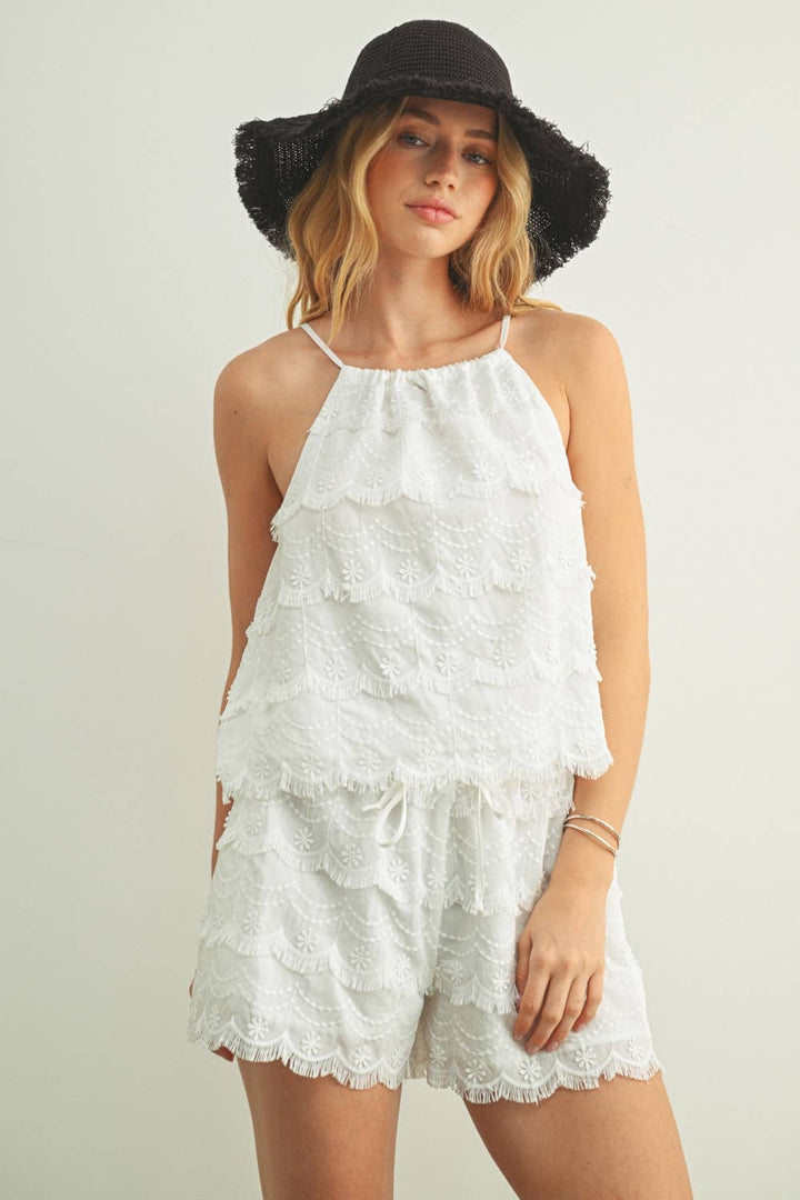 Eliza Tassel Embroidery Trimmed Top