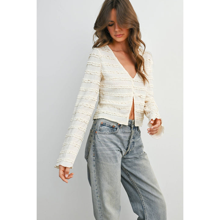 Anastasia Ruched Ribbon Knit Top