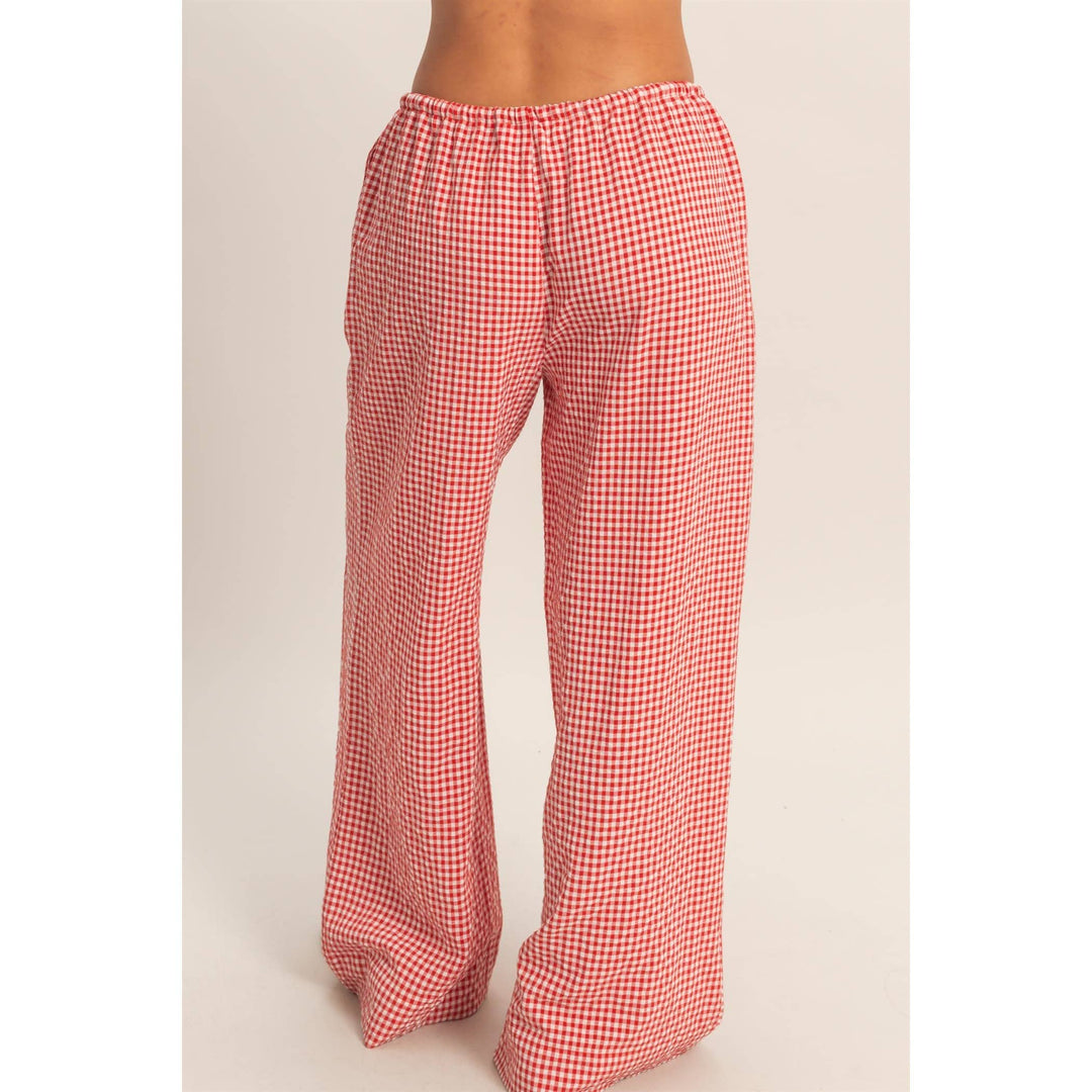 Emma Gingham Wide-Leg Pants