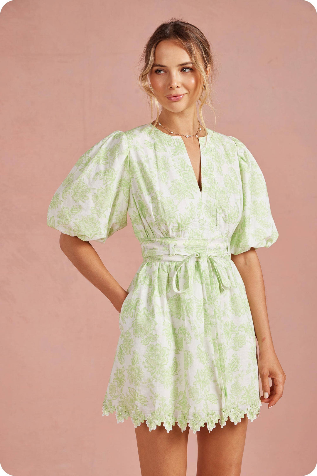 Scarlett Lace Puff Mini Dress