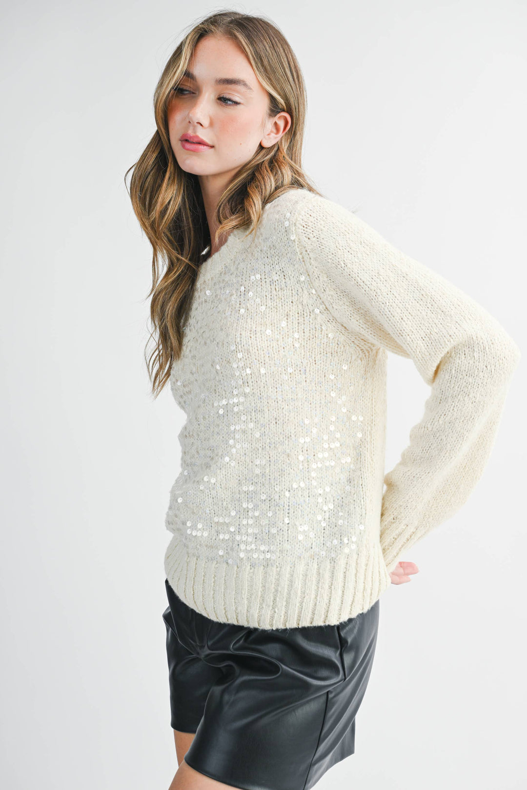 Monica Sequin Detail Knit Pullover