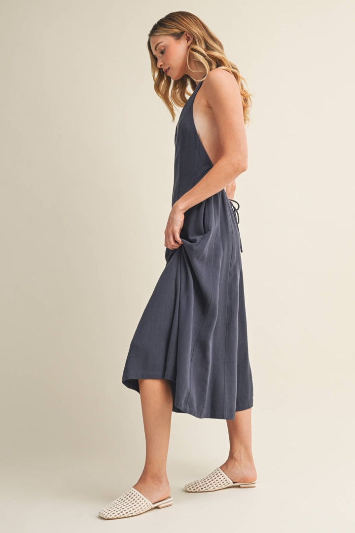 Alessia Open Back Halter Wide Leg Jumpsuit