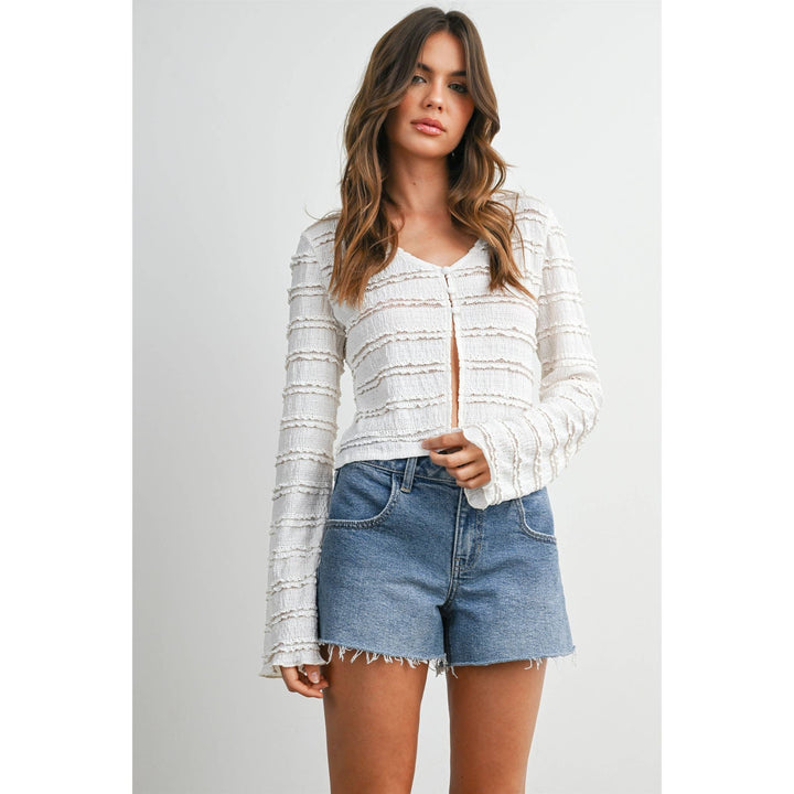Anastasia Ruched Ribbon Knit Top