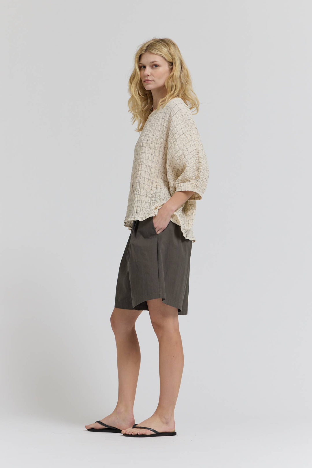 Anya Check Print Blouse