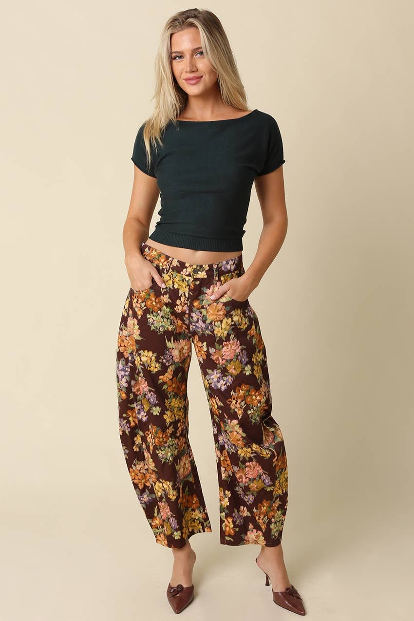 Lainey Floral Barrel Pants