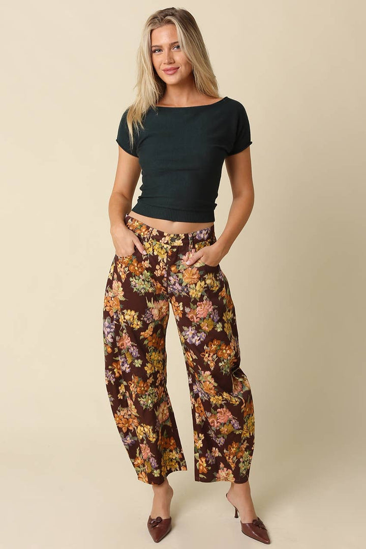 Lainey Floral Barrel Pants