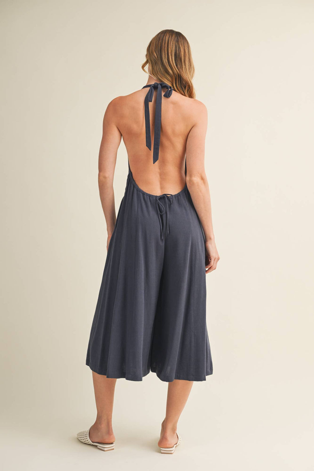Alessia Open Back Halter Wide Leg Jumpsuit