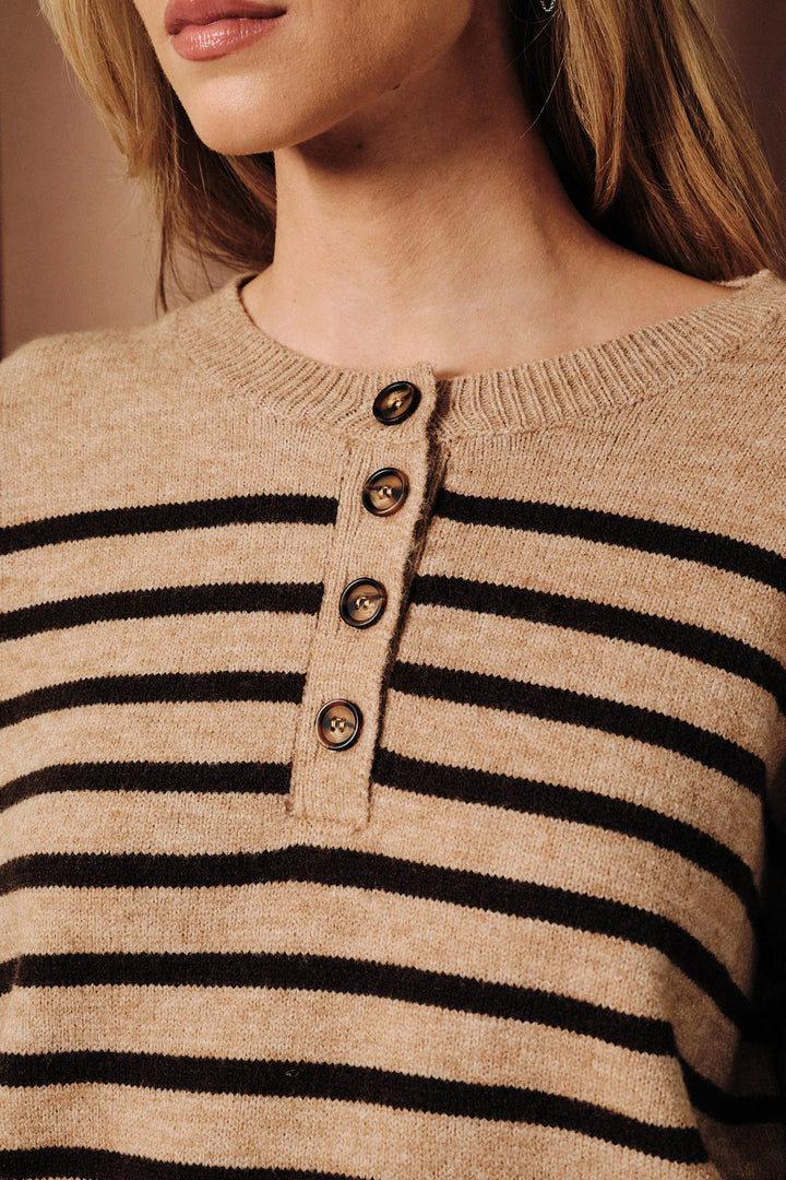 Henley Striped Sweater