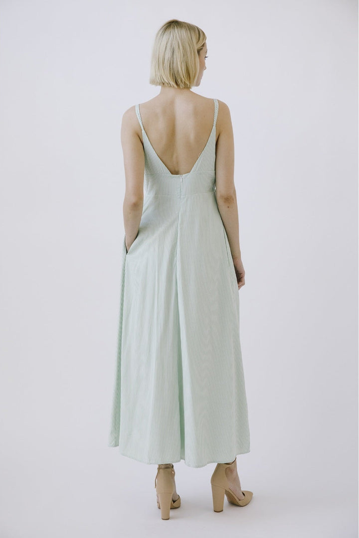 Mayah Pinstripe Slip Midi Dress