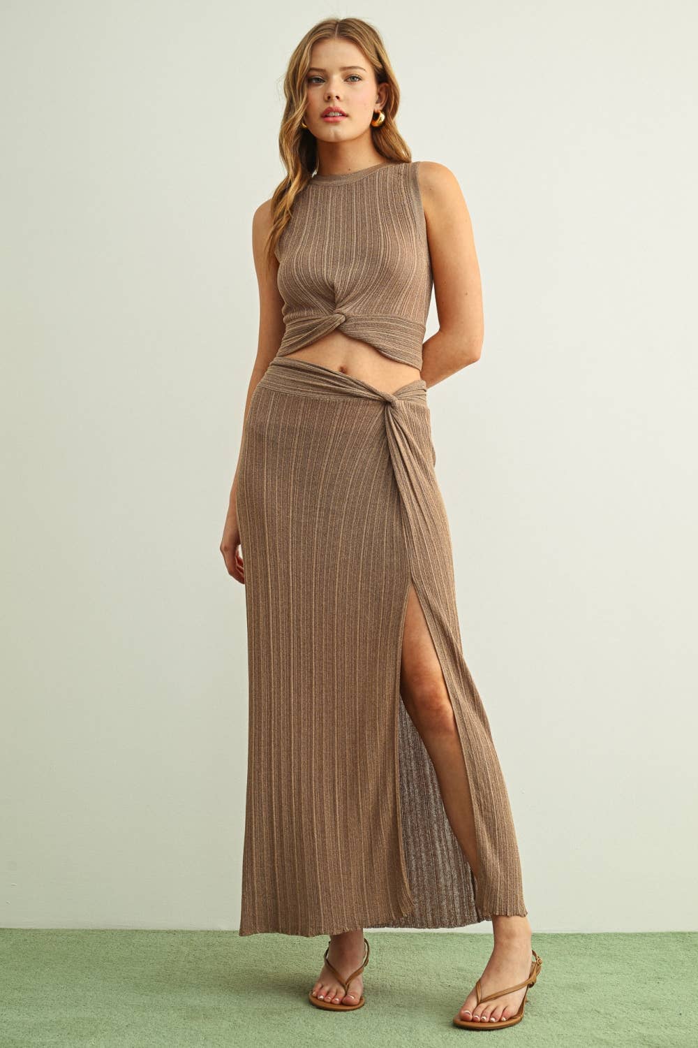 Irene Ribbed Twist Knitted Skirt