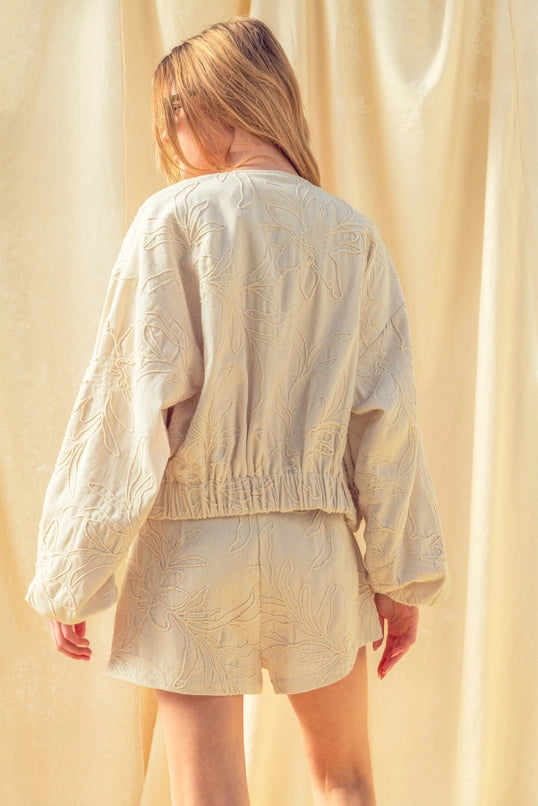 Frankie Floral Jacquard Zip Up Jacket