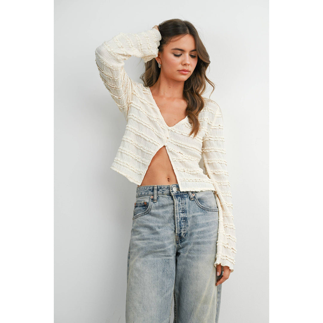 Anastasia Ruched Ribbon Knit Top