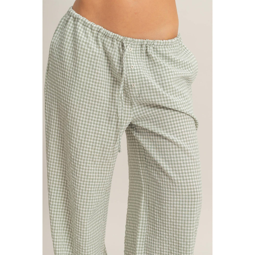 Emma Gingham Wide-Leg Pants