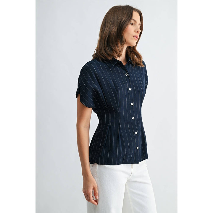 Jesse Striped Pintuck Buttoned Blouse