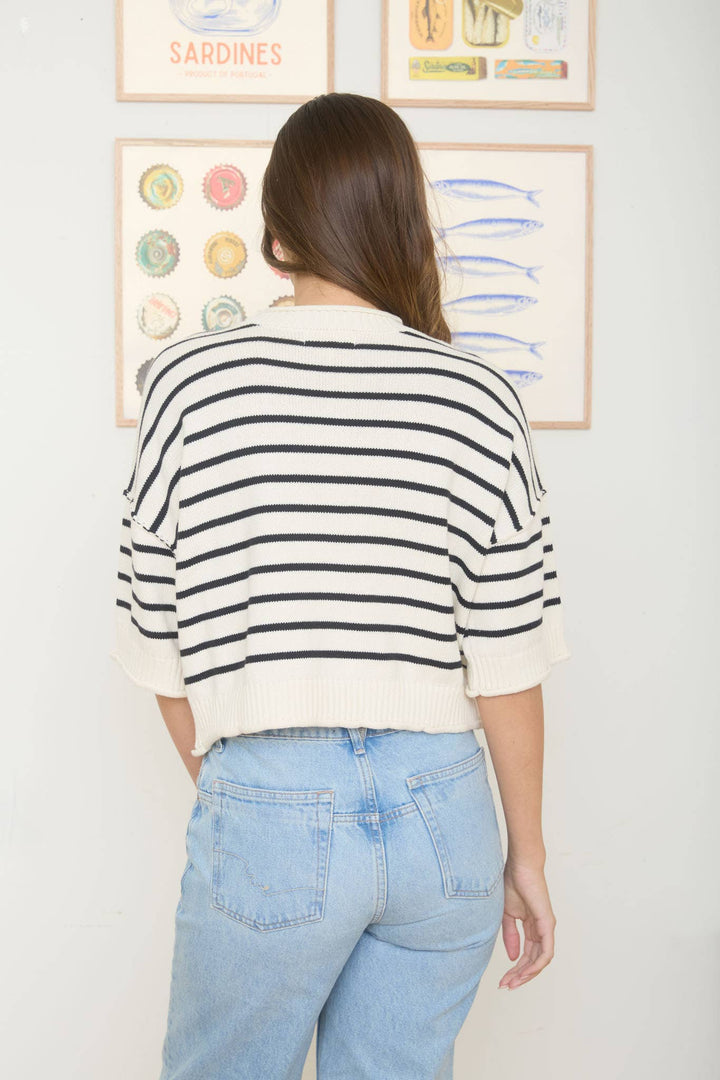 Sicily Stripe Short Sleeve Sweater