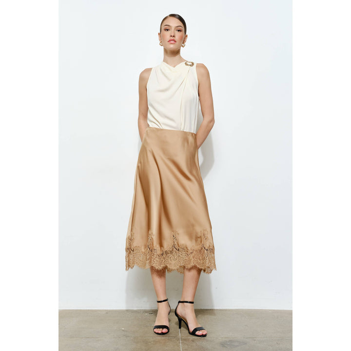 Georgina Lace Silk Midi Skirt