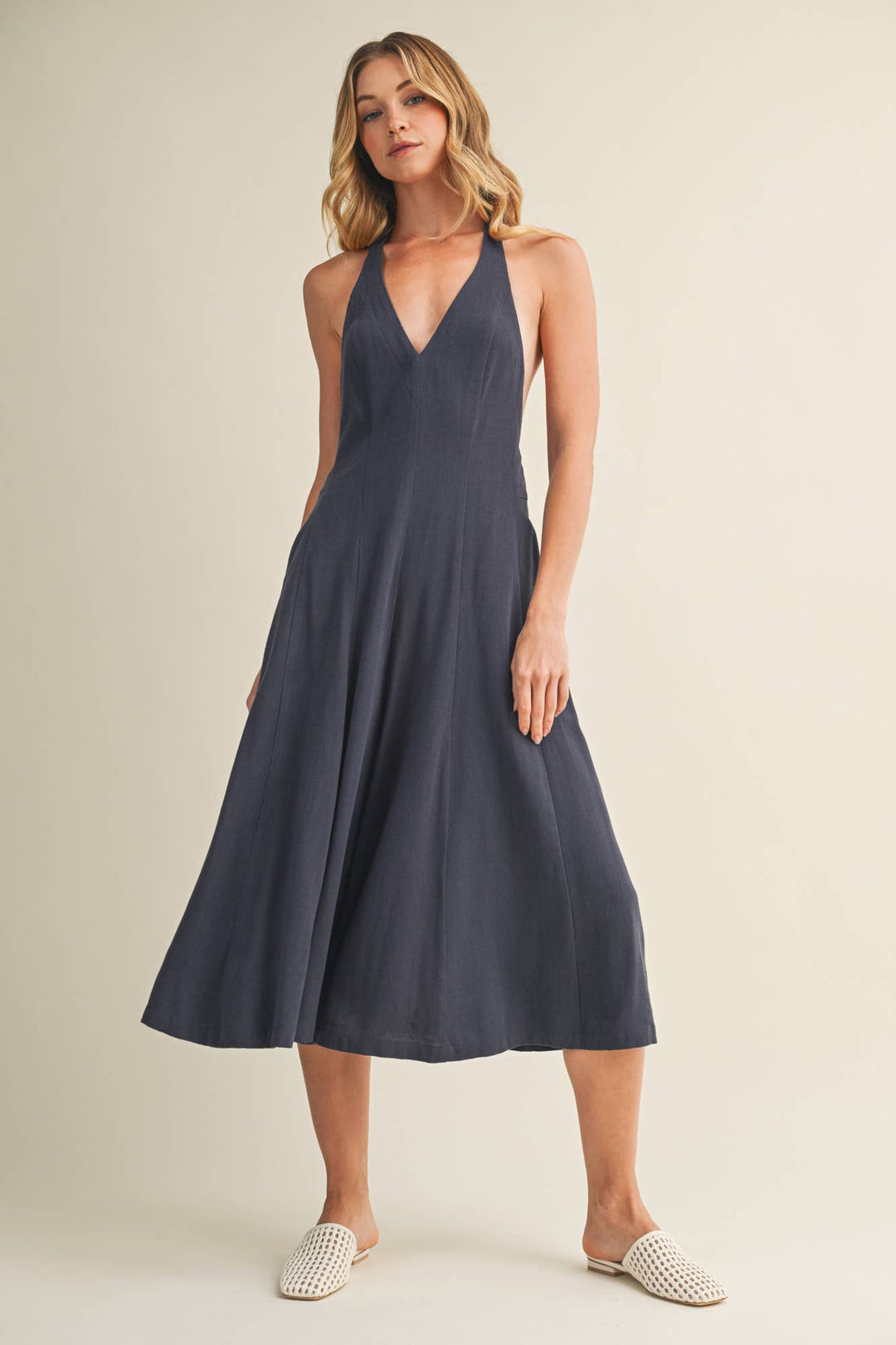 Alessia Open Back Halter Wide Leg Jumpsuit
