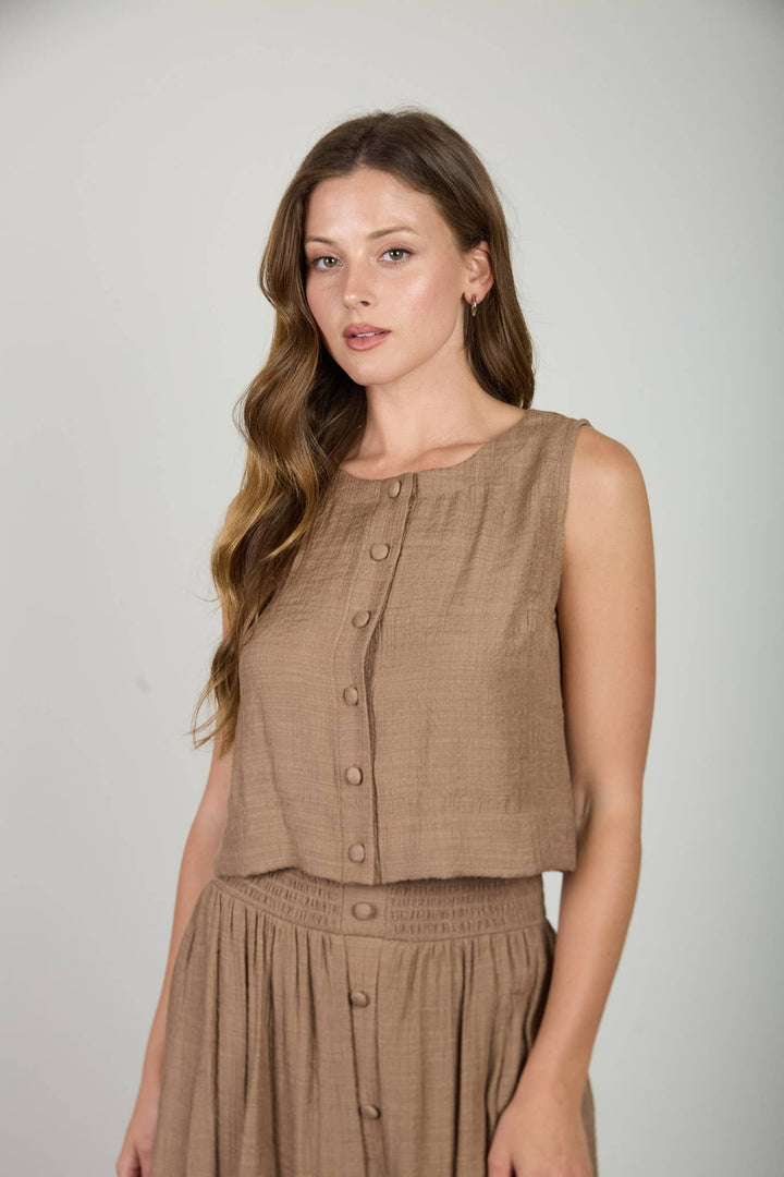 Sierra Textured Button Down Top