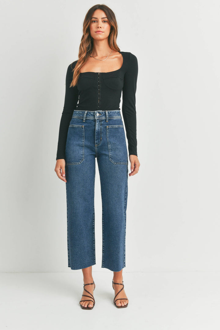 Utility Pocket Wide Leg Jeans