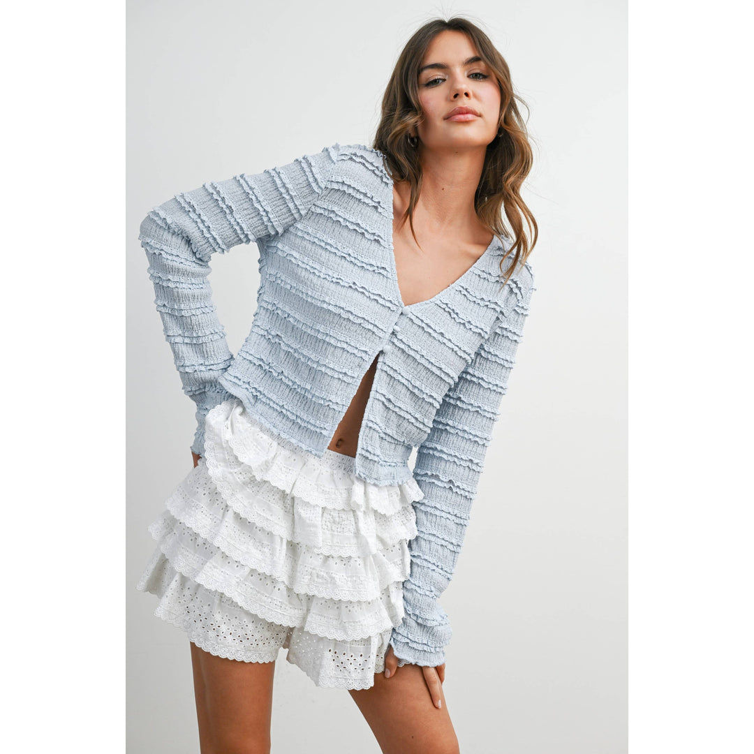 Anastasia Ruched Ribbon Knit Top