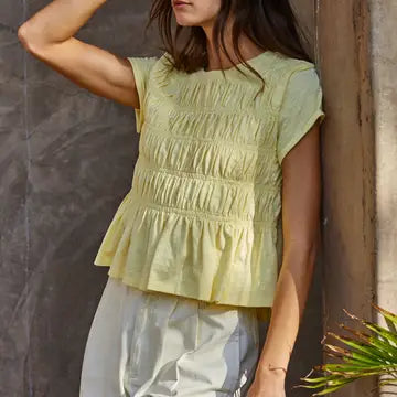 Peony Smocked Cotton Tee