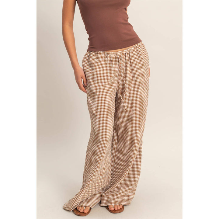 Emma Gingham Wide-Leg Pants