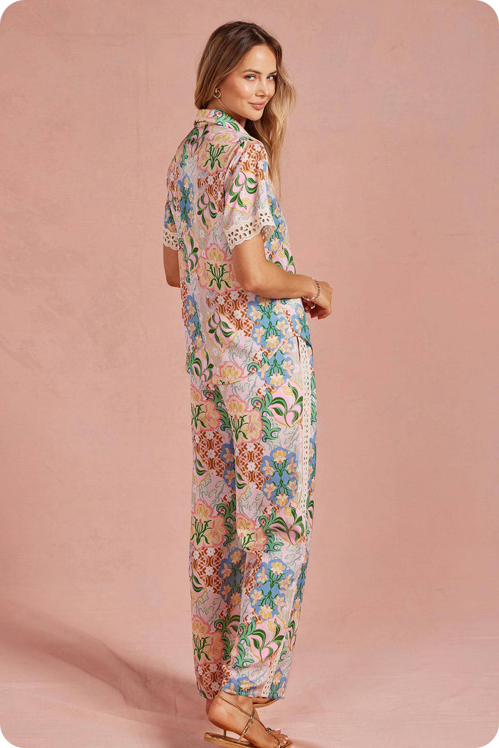 Selva Crochet Satin Pants