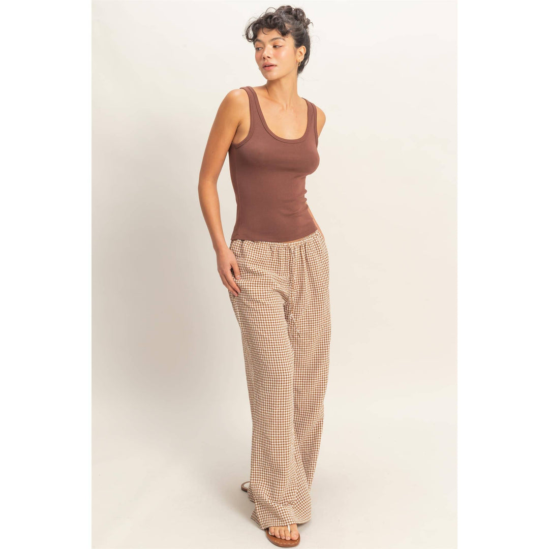 Emma Gingham Wide-Leg Pants