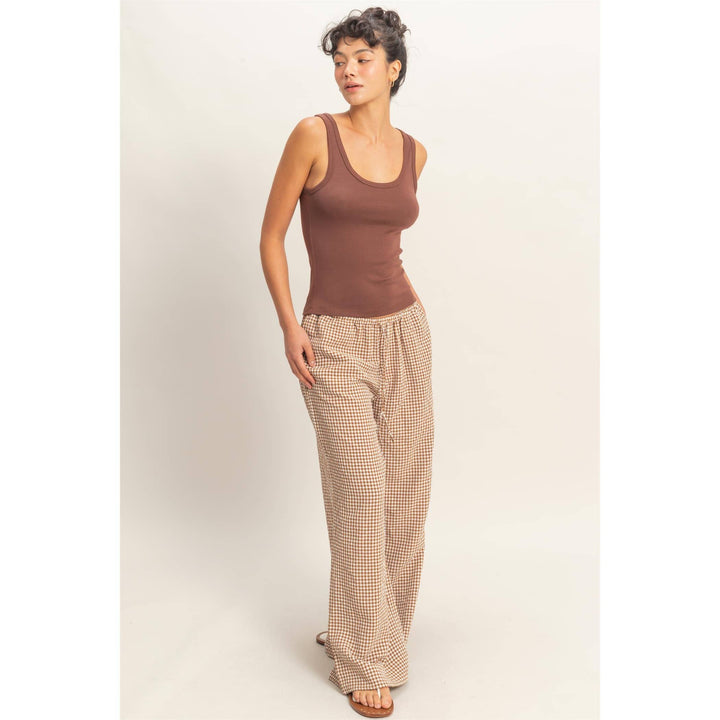 Emma Gingham Wide-Leg Pants