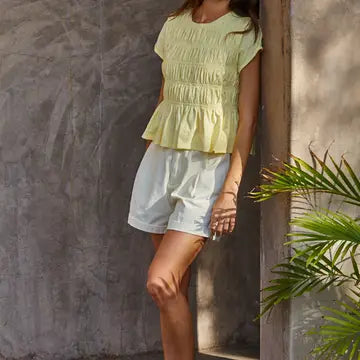 Peony Smocked Cotton Tee