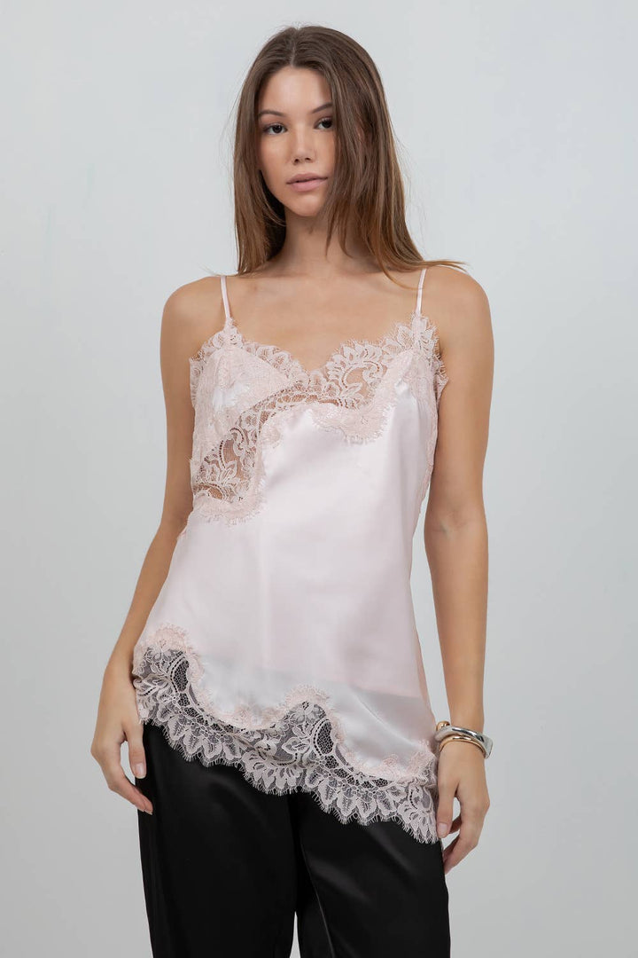 Jennah Soft Satin Lace Tank