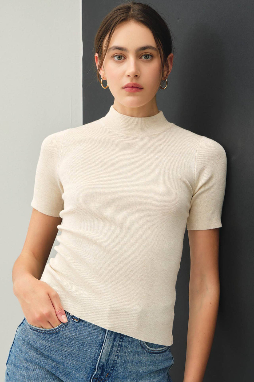 Colleen Ribbed Mock Neck Sweater