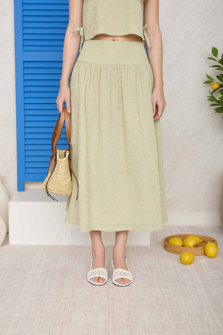 Grecia Plaid Wide Waistband Skirt