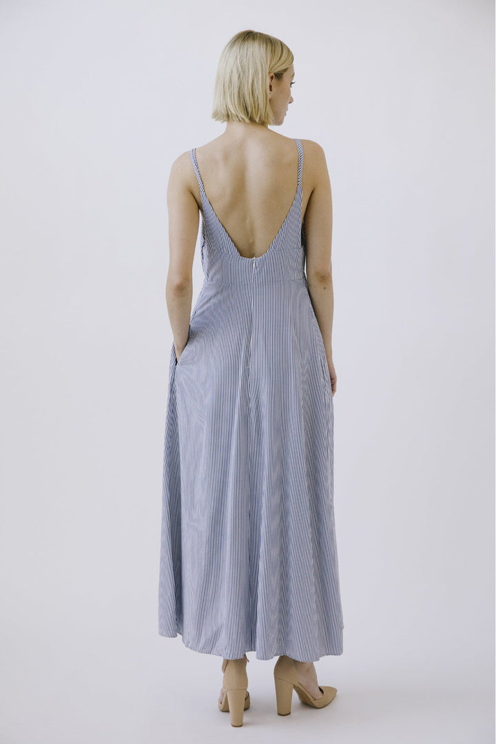 Mayah Pinstripe Slip Midi Dress