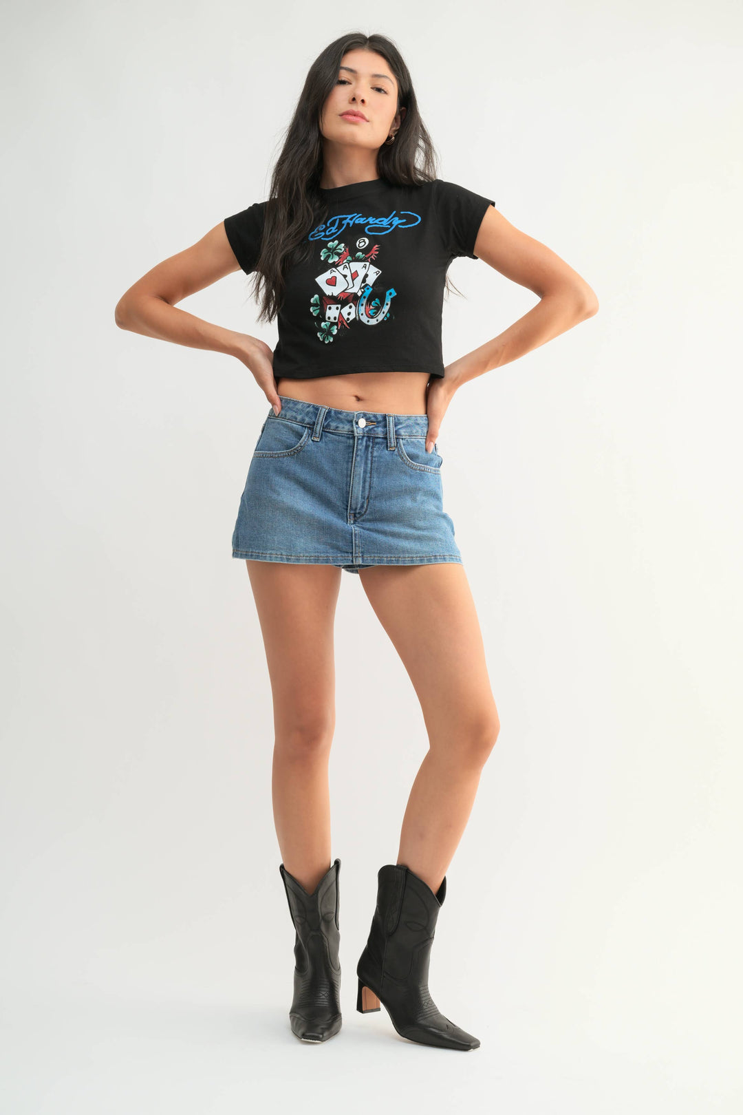 Stacy -Medium Washed- Mini Skort