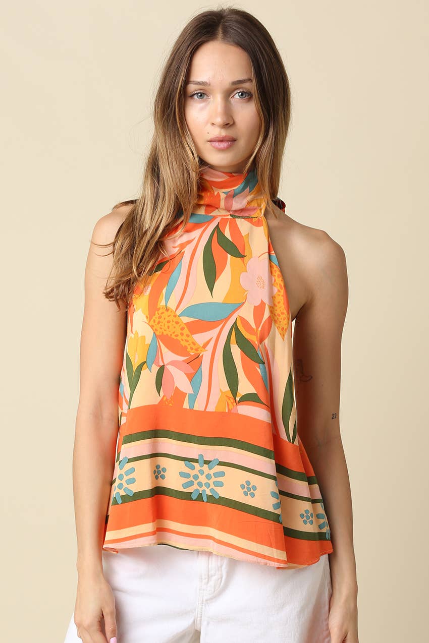 Randy Printed Halter Blouse