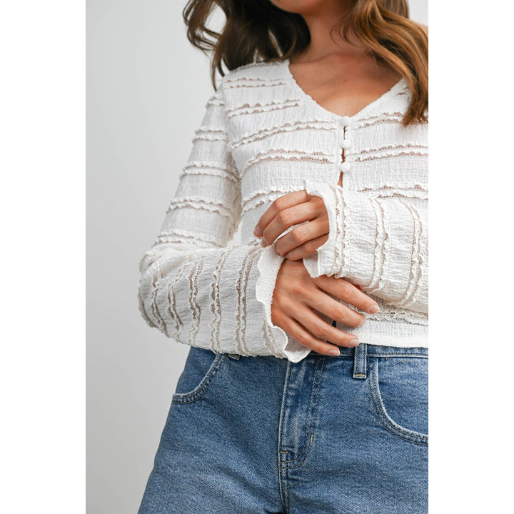 Anastasia Ruched Ribbon Knit Top