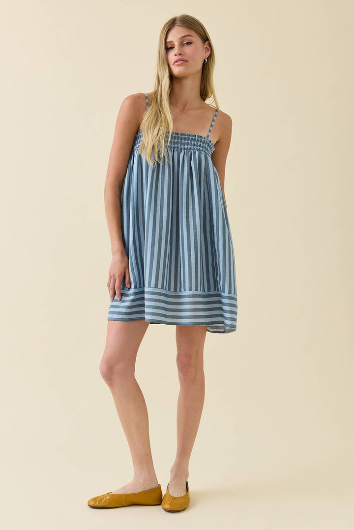 Soren Smocked Stripe Cami Dress