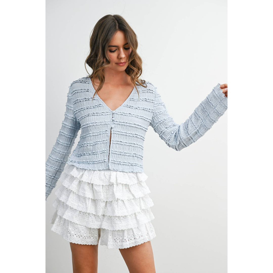 Anastasia Ruched Ribbon Knit Top