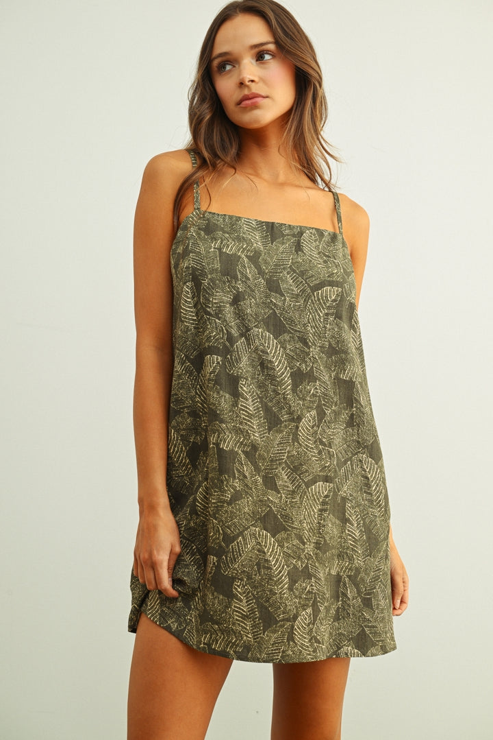 Agnes Leaf print Mini Dress