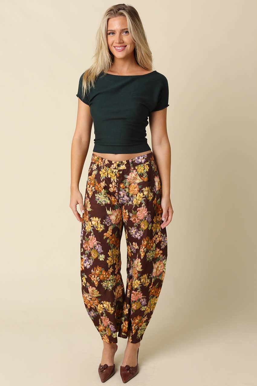 Lainey Floral Barrel Pants