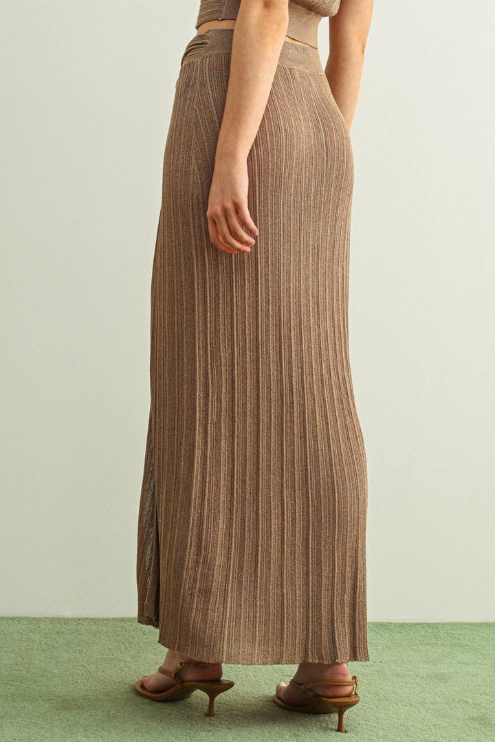 Irene Ribbed Twist Knitted Skirt