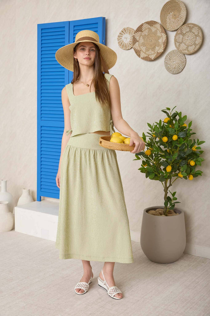 Grecia Plaid Wide Waistband Skirt