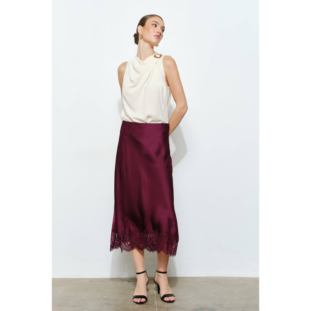 Georgina Lace Silk Midi Skirt