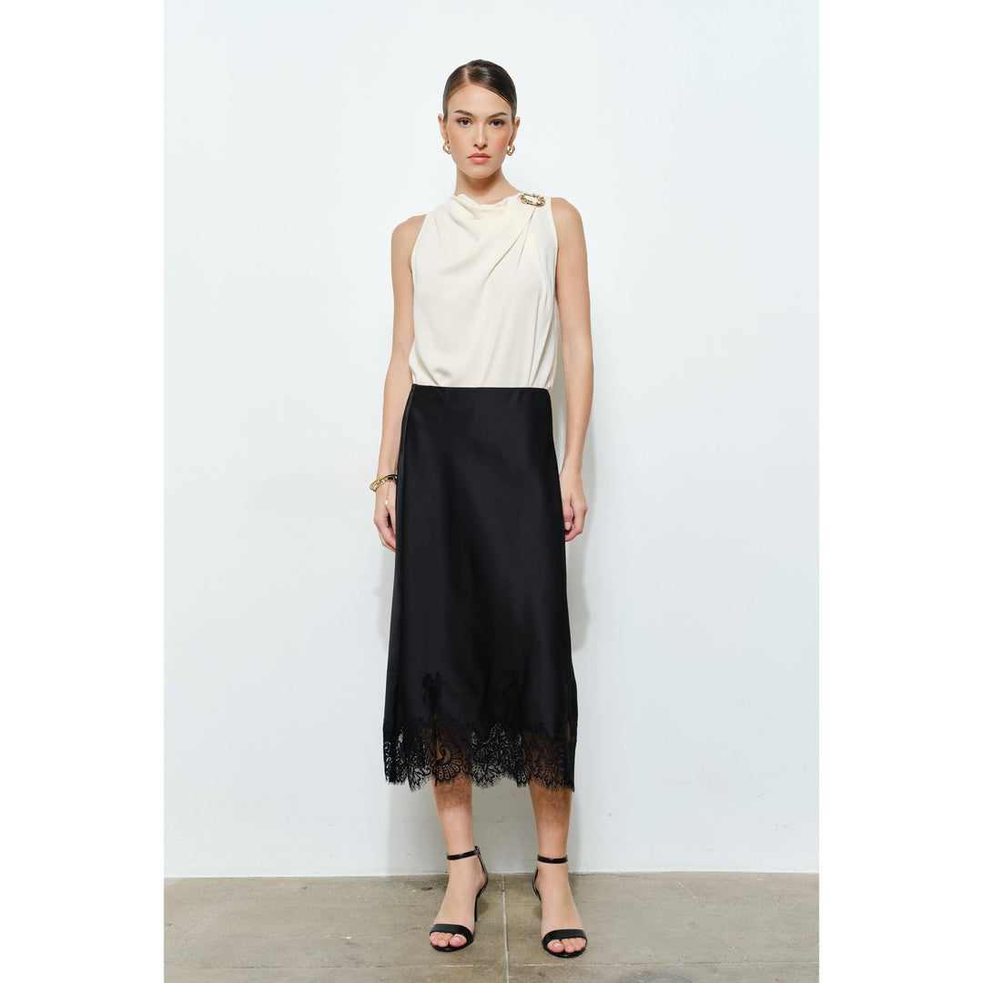 Georgina Lace Silk Midi Skirt